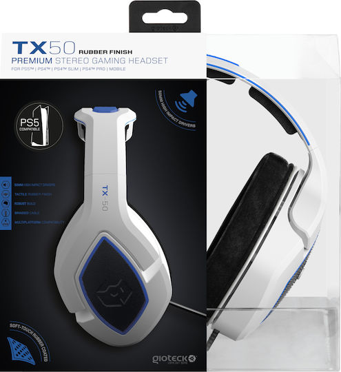 Gioteck TX50 Over Ear Gaming Headset με σύνδεση 3.5mm Λευκό