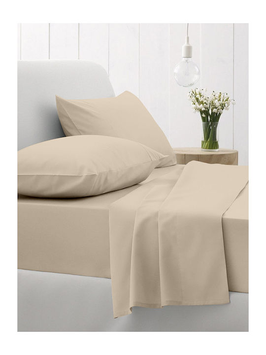 Sunshine Sheet for Single Bed with Elastic 100x200+30cm. Cotton Feelings 109 Sand