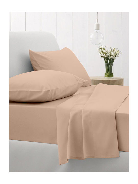 Sunshine Sheet for Single Bed with Elastic 100x200+30cm. Cotton Feelings 110 Beige