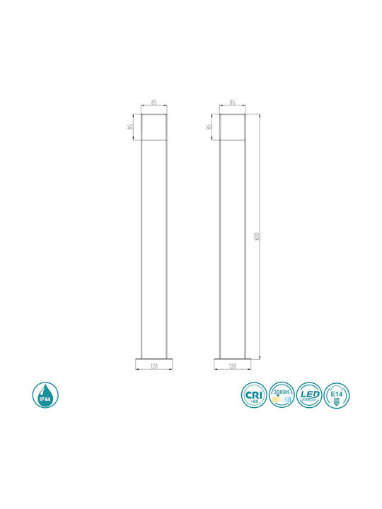Trio Lighting Hudson Outdoor Floor Lamp Small Post 4W IP44 for E14 Light Bulb Black