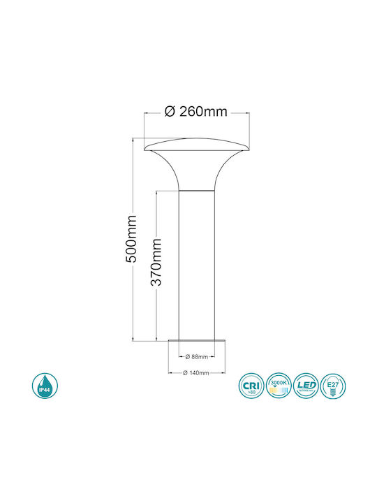 Trio Lighting Kongo Outdoor Floor Lamp with Warm White Light IP44 for E27 Socket Black