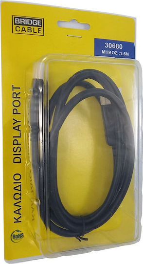 Bridgecable Cable DisplayPort male - DisplayPort male 1.5m Μαύρο (30680)