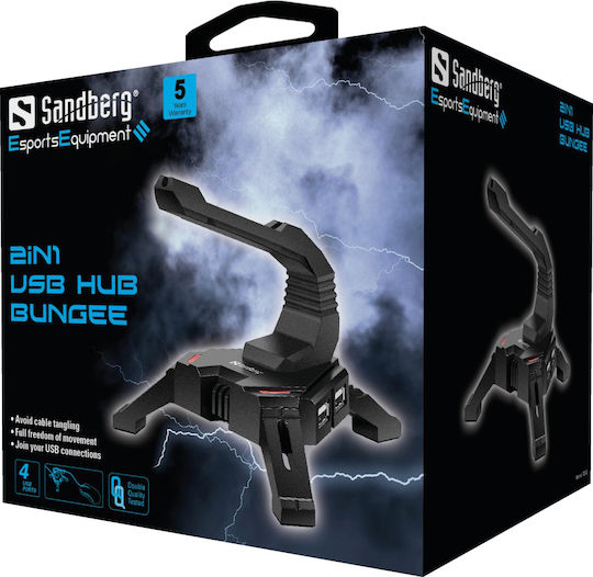 Sandberg Sandberg Mouse Bungee 2in1 USB Hub Bungee Black