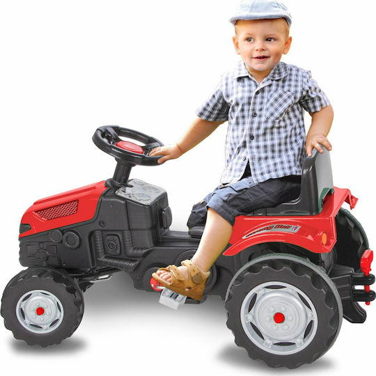 Tractor Pentru Copii Strong Bull De La Picior La Podea Cu Pedale Roșu Pentru 3+ Ani