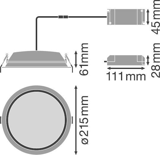 Ledvance Downlight ALU DN Χωνευτό LED Panel 25W 21.5εκ. Ledvance Downlight ALU DN Χωνευτό LED Panel 25W 21.5εκ.