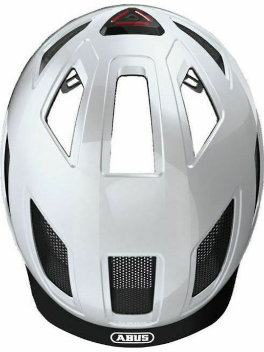 Abus Hyban 2.0 Fahrradhelm Stadt mit LED Licht Weiß