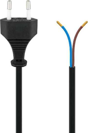 Goobay Netzkabel mit Durchmesser 2x0.75mm² in Schwarz Farbe 2m 2Stück