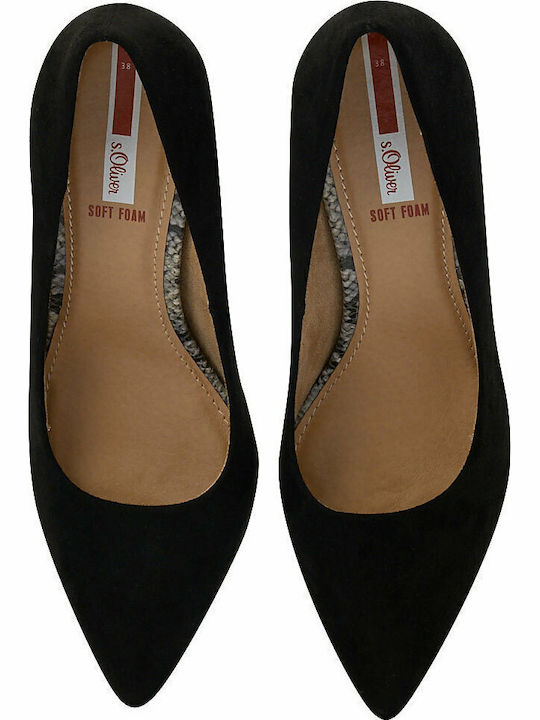Suede Pointed Toe Stiletto Black High Heels