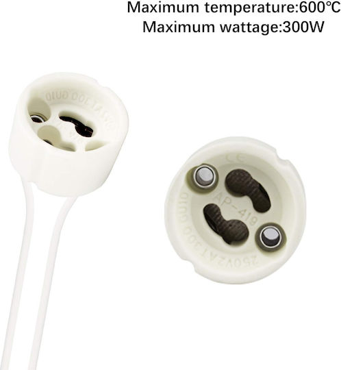 GloboStar Socket Extension for Socket GU10 in White color Set 1pcs 15cm 78951