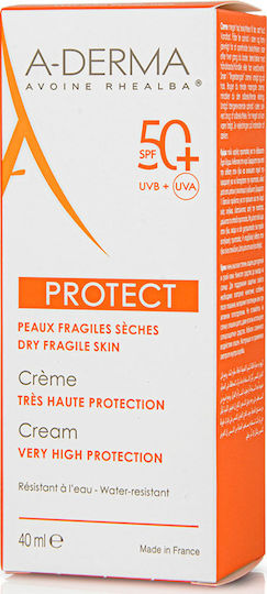 A-Derma Cream Protect Αντηλιακή Κρέμα Προσώπου SPF50 40ml