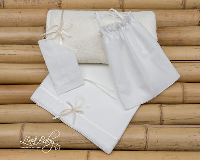 Lina Baby Baptism Towel Set Simple And Elegant Εκρού