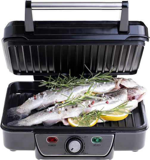 Mesko Tabletop Electric Grill Ribbed Plate 2500W with Lid and Adjustable Thermostat 28cmx23cmcm