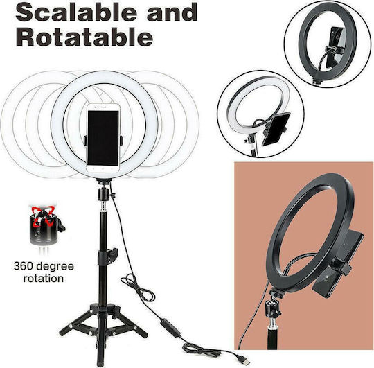 YQ-320B Ringlicht 30cm 2500 - 4500K mit Bodenstativ und Handyhalter