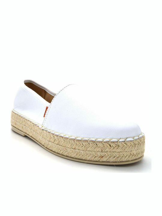 Women's Leather Espadrilles White