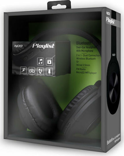 NOD Playlist Безжични Bluetooth Over Ear Слушалки с Радио с 8 часа Работа Черни