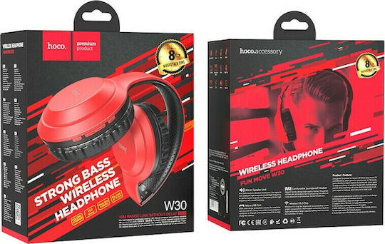 Hoco W30 Fun Move Wireless / Wired Over Ear Headphones with 8 hours of Operation Red