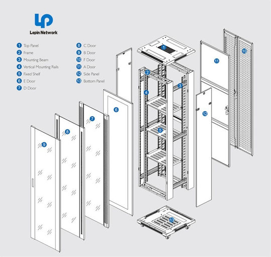 KB-6842BAA Επιδαπέδια Rack Cabinet 32U Ασυναρμολόγητη 60x80x205.5cm Black KB-6842BAA