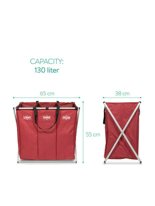 Navaris Metal Collapsible Laundry Basket 65x38x55cm Red