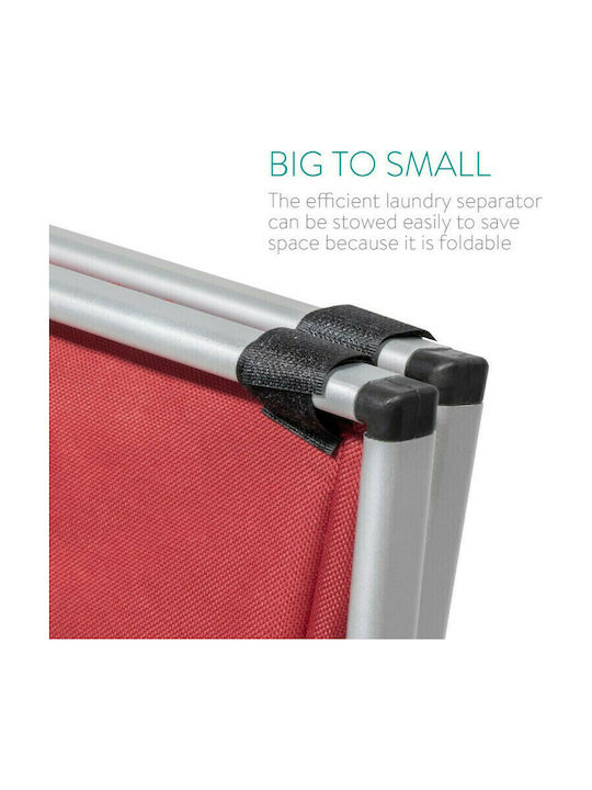 Navaris Metal Collapsible Laundry Basket 65x38x55cm Red
