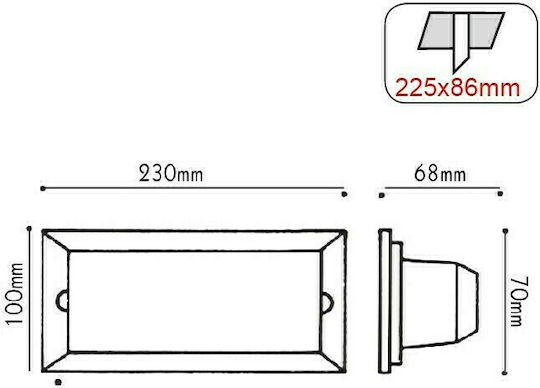 Aca Стенен Външен Спот E27 IP54 23x23x68см
