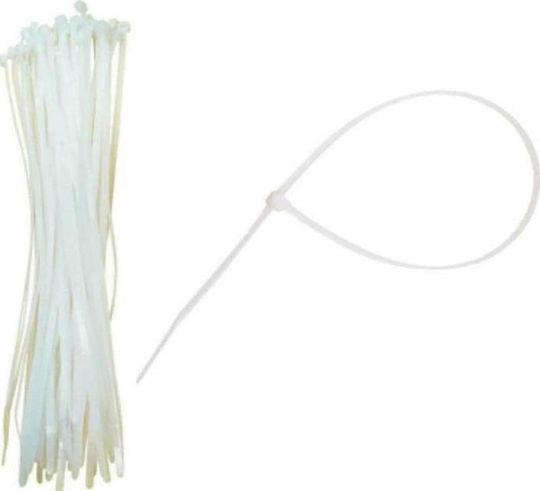 Eurolamp Pack of 100pcs White Plastic Cable Ties 200x3.6mm 147-54007