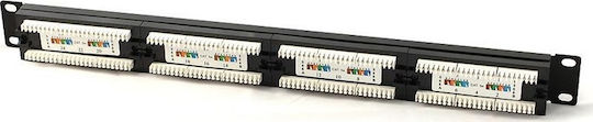 Digitus Patch Panel Unshielded για Rack 1U 19" 24 Θυρών cat5e Μαύρο
