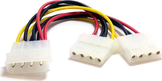 Internal Power Splitter 5.25 4-пинов молекс - 4-пинов молекс Кабел 0.1м Бял (18046)