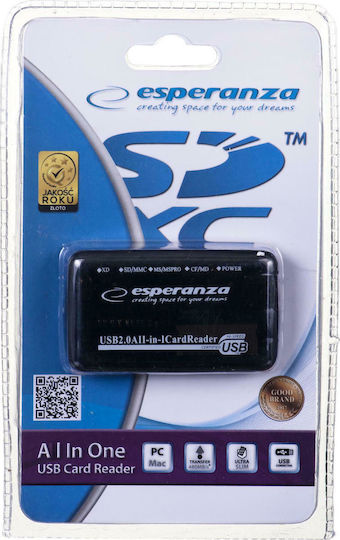 Esperanza Card Reader USB 2.0 για SD/microSD/MemoryStick/xD