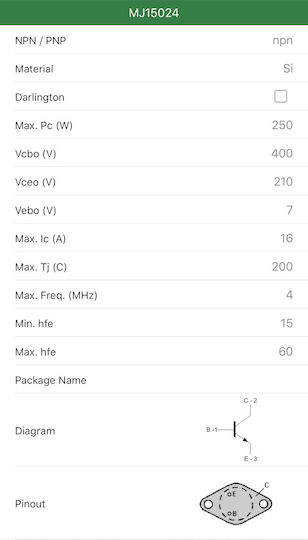 MJ15024 NPN 400V 16A 250W Transistor