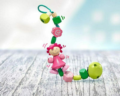 Selecta Clip Pacifier Rosali with Beads made of Wood Polychrome