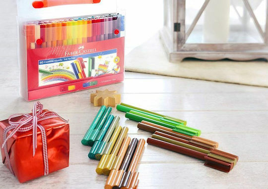 Faber-Castell Connector Felt-Tip Pens Washable Drawing Markers Set 60pcs