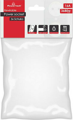 Powertech 5-Outlet T-Shaped Wall Plug White