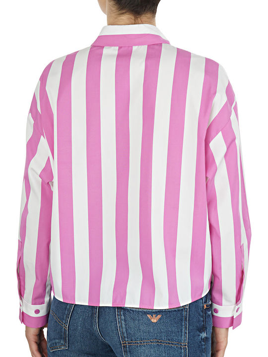 Emporio Armani Women's Striped Long Sleeve Shirt Pink