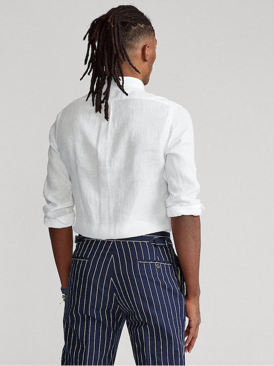Long-sleeved Linen Shirt White