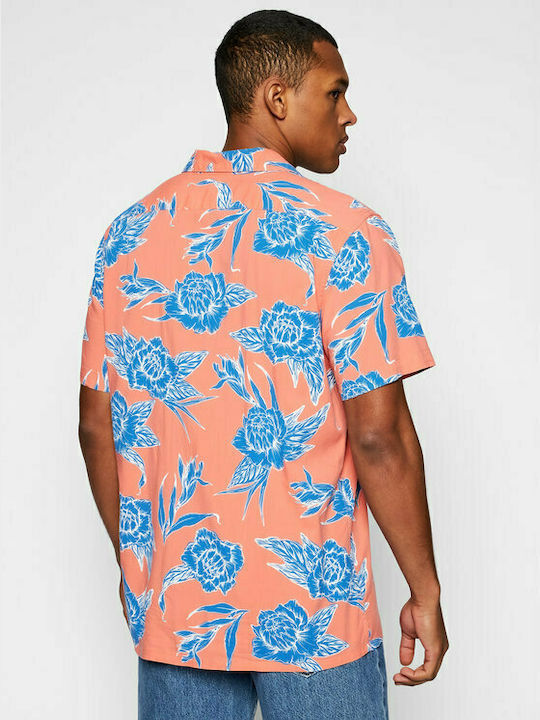Levi's Men's Shirt Short Sleeve Cotton Floral Orange