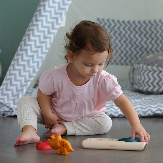 Ξύλινο Παιδικό Puzzle Σφηνώματα Δεινόσαυροι 3pcs Plan Toys