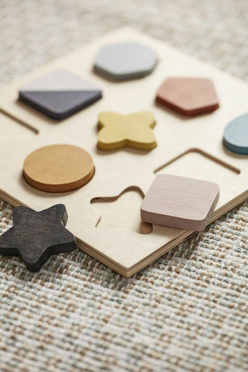 Lemnos Puzzle pentru Copii cu Îmbinări Forme Geometrice 9buc Kids Concept