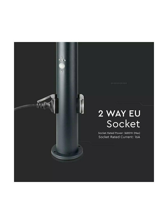 V-TAC Outdoor Floor Lamp Small Post 60W IP44 for E27 Socket Black