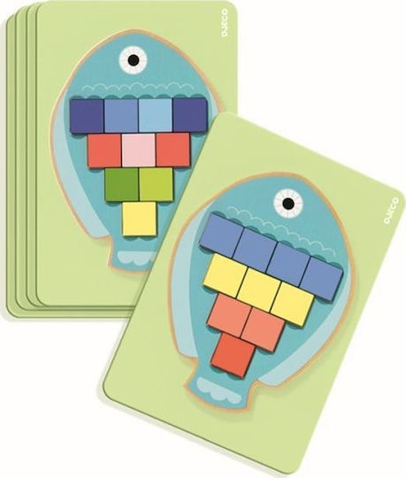 Wooden Kids Peg Puzzle Mosaic Fish for 3+ years+ Years 10pcs Djeco