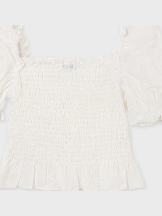 Kinderbluse Kurzarm Weiß