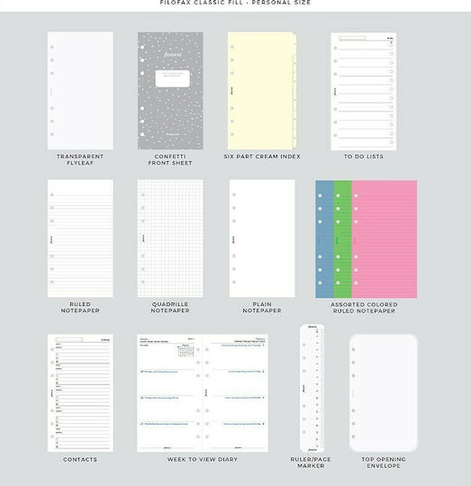 Filofax Confetti Personal Weekly Organizer Gray 15.1x19cm Charcoal