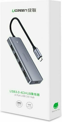 Ugreen CM219 USB 3.0 Hub 5 Porturi cu conexiune USB-C Gri