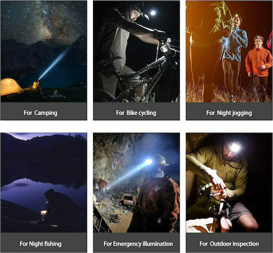 GloboStar Rechargeable Headlamp LED IP44 with Maximum Brightness 5000lm XML2-T6 50pcs Black