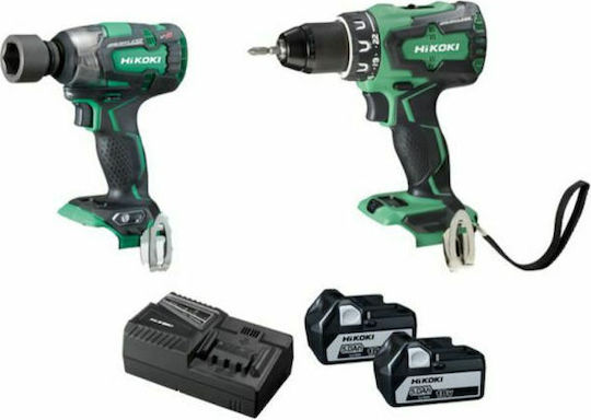 Hikoki KC18DPLWDZ Сет Двигател за бормашина & Ударна машина Безчетков 18V с 2 батерии 5Ах и куфар