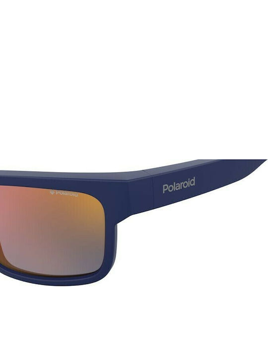 Polaroid Men's Sunglasses with Blue Plastic Frame and Orange Polarized Mirror Lens PLD7031/S 8RU/OZ