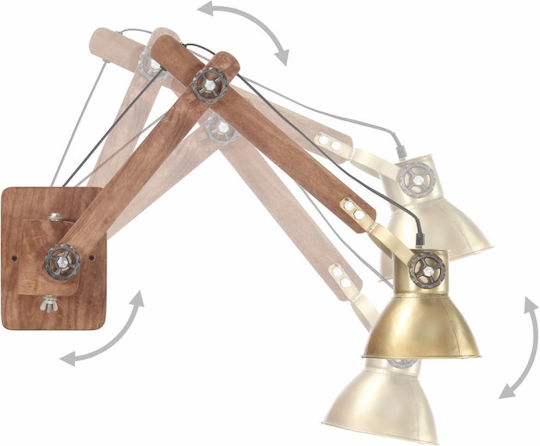 vidaXL Vintage Lamp Wall with Socket E27 Gold 45cm