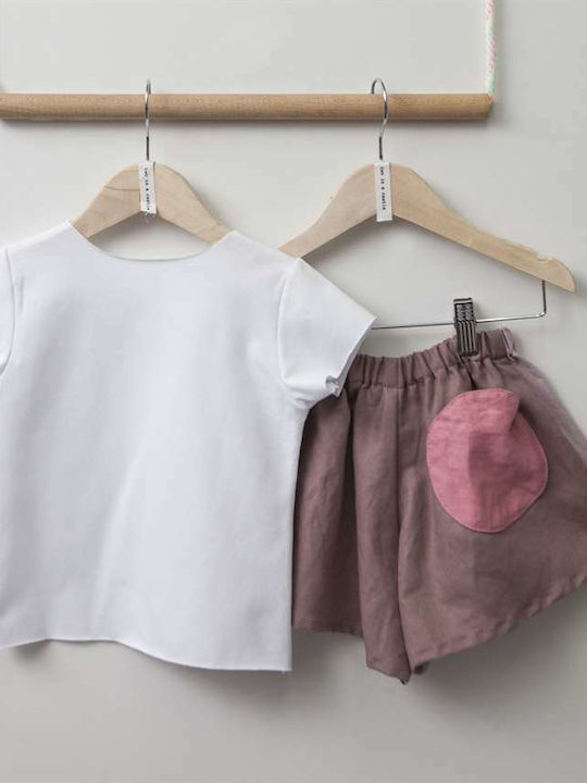 Mädchen-Set aus rosa Shorts und weißem T-Shirt Two in a Castle