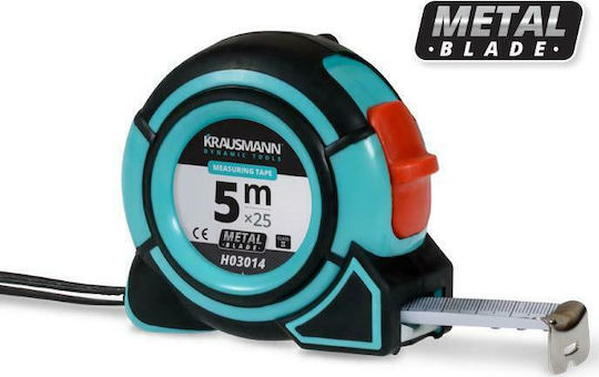 Krausmann H03012 Maßband mit automatischem Rücklauf 19mm x 5m
