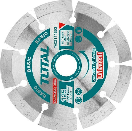 Total Diamond disc Universal 125x22.2mm Cutting Disc Construction Materials Hole Diameter 125mm 1pcs