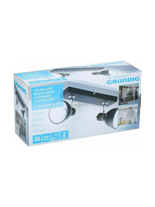 Grundig Διπλό Σποτ με Ντουί E14 σε Μαύρο Χρώμα